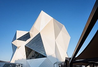 Crystal-Shaped building of the Sky Venture facility on Yas Island