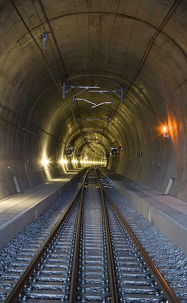 The Lötschberg Base Tunnel, with a total length of 32.5 km